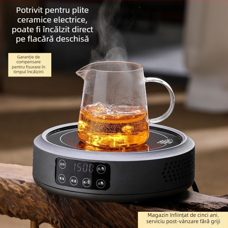 Set Gongfu de ceai: cană de distribuție din sticlă cu ceainic drept, pentru prepararea ceaiului acasă, filtru din oțel inox, dozator de ceai