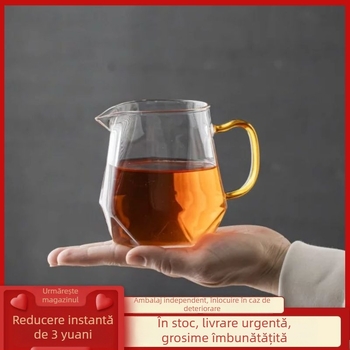 Set Gongfu de ceai din sticlă, rezistent la temperaturi, transparent, cu distribuitor de ceai și separator de apă