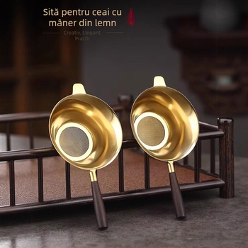 Filtru de ceai din oțel inoxidabil, culoare cupru, infuzor pentru ceai, separator de frunze de ceai, plasă de filtrare – accesorii pentru setul de ceai