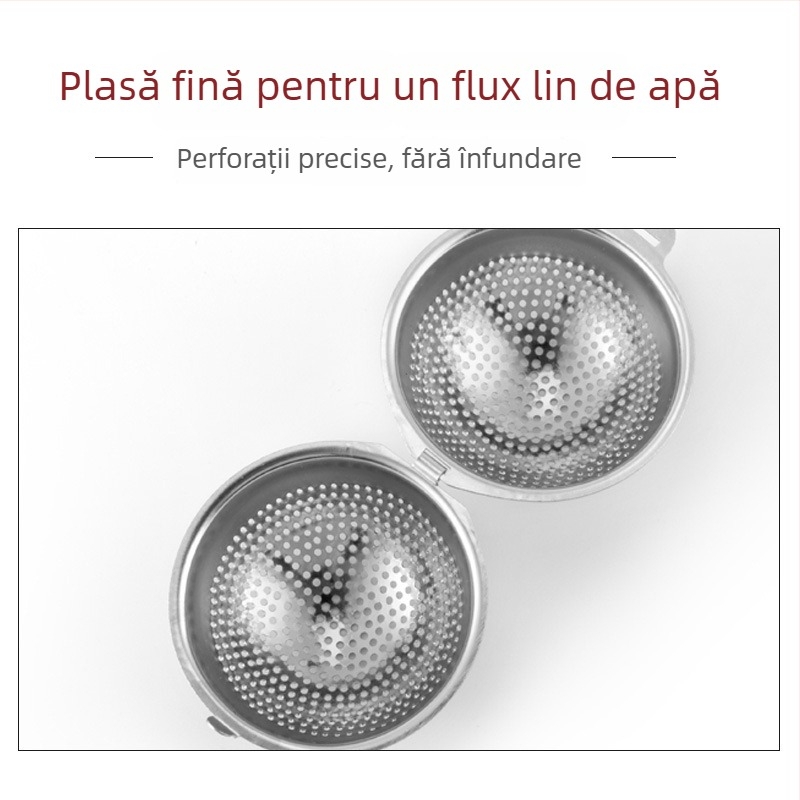 Infuzor de ceai din oțel inoxidabil 304, cu bilă rotundă și lanț, filtru de ceai portabil pentru birou