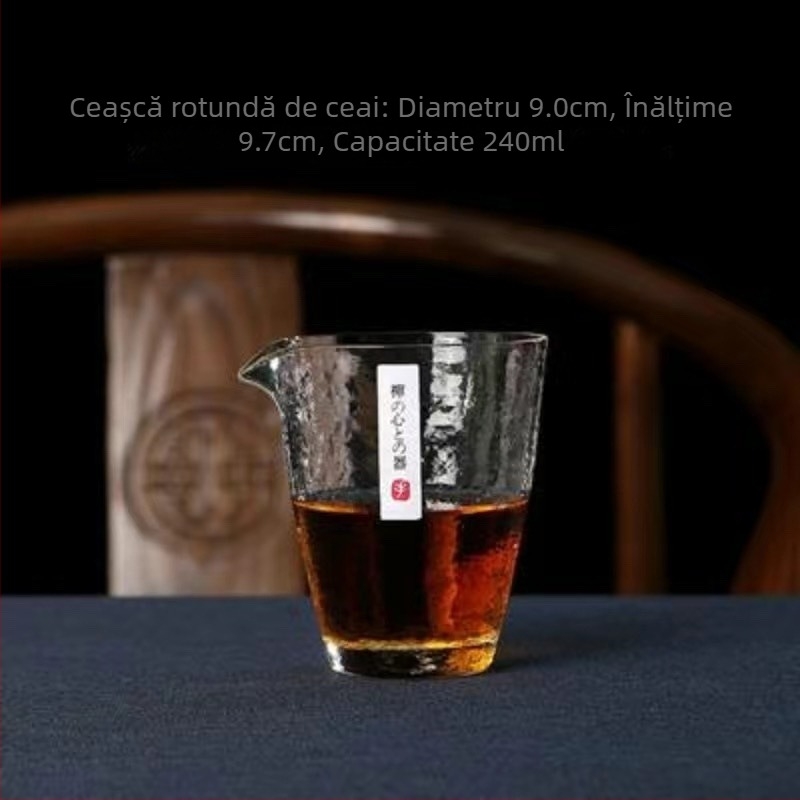 Pahar din sticlă Gongdao cu textură ciocănită, corp îngroșat, realizat manual, set mare Gongfu ceai în stil japonez