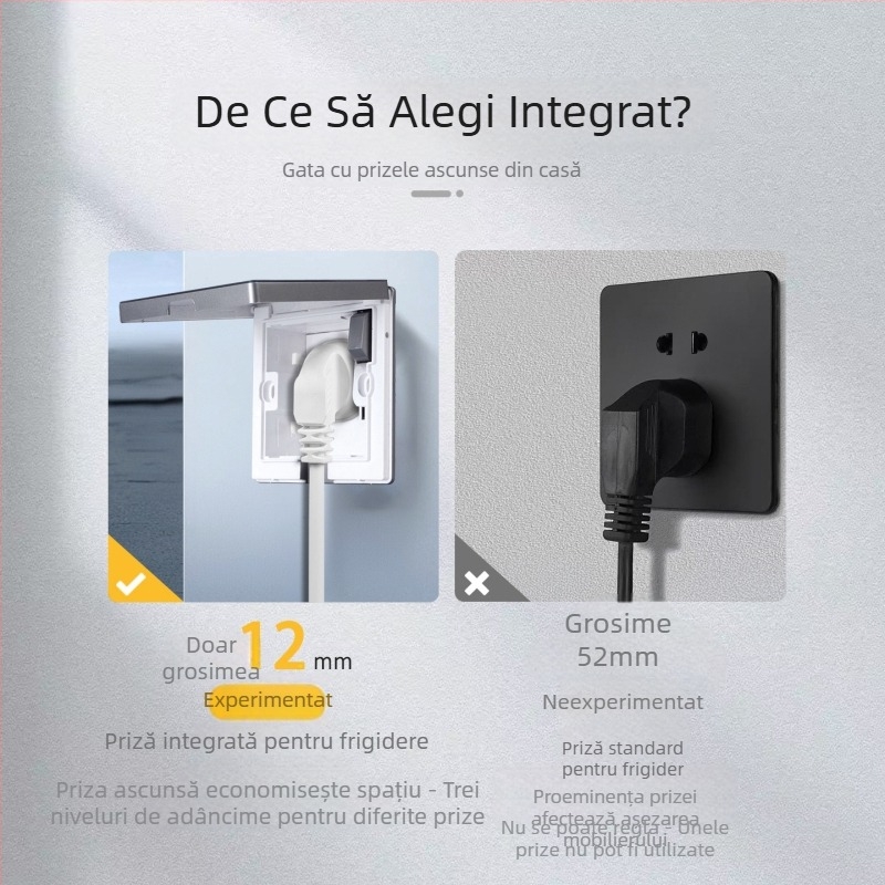 Panou de prize încastrat, tip 86, cu întrerupător, 1 modul, 5 prize
