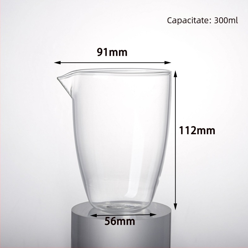 Set de ceai din sticlă borosilicat transparent pentru uz casnic, include recipient pentru repartizarea ceaiului, serviciu de ceai și căni cu gură ascuțită