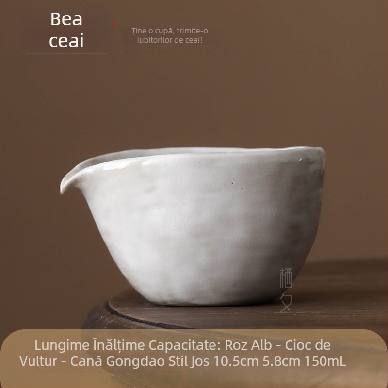 Set Kung Fu de ceai cu ceașcă din ceramică brută, căni Zen din ceramică lucrate manual și divizor de ceai