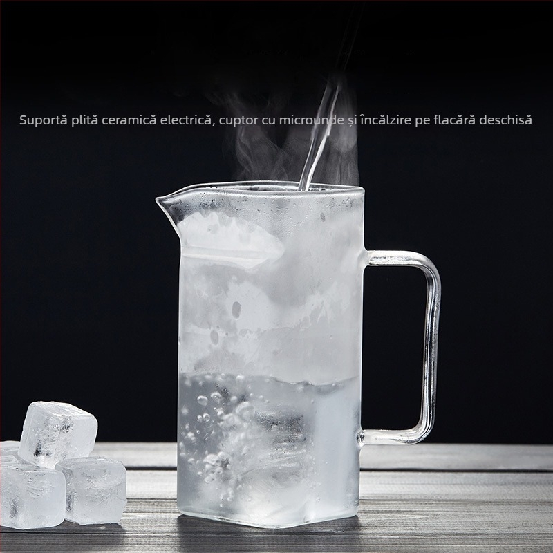 Set Gongfu de ceai din sticlă borosilicată transparentă, filtru semilună, capacitate mare pentru uz casnic