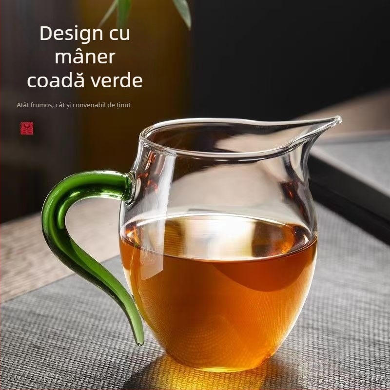 Set din sticlă pentru ceai, trei piese, cu filtru de ceai, sticlă borosiliat rezistentă la căldură, pentru preparare și împărțire ceai, stil chinezesc nou