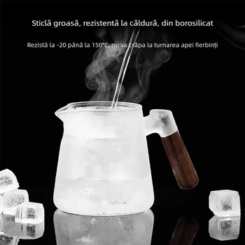 Pahar de sticlă în formă de semilună pentru ceai Gongfu, cu filtru integrat pentru ceai verde