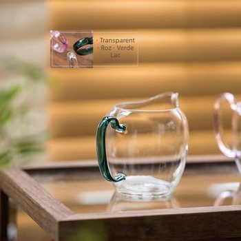 Pahar din sticlă borosilicată cu mâner colorat, rezistent la căldură, mare capacitate, pentru birou