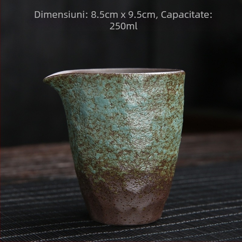 Set ceai ceramic în stil japonez cu ceașcă Gongdao, căni cu mâner lateral, tavă de ceai și instrument de distribuție a ceaiului