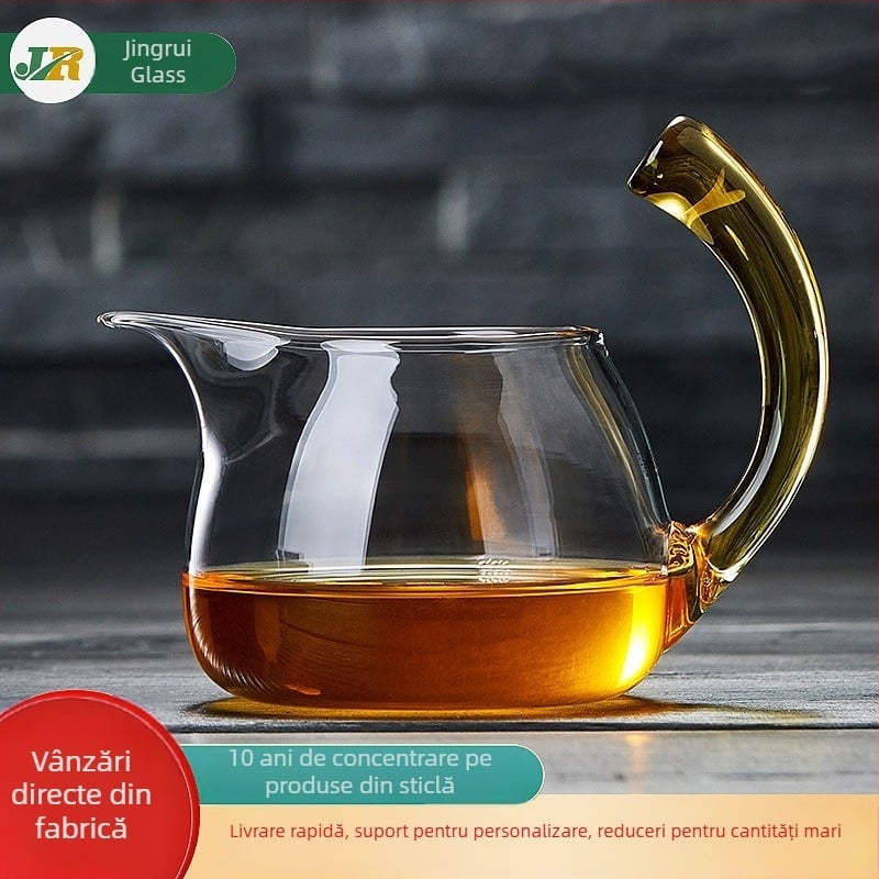 Ceașcă de ceai transparentă, colorată, din sticlă borosilikată, cu mâner ridicat, separator de ceai, accesorii pentru ceremonia ceaiului, design creativ