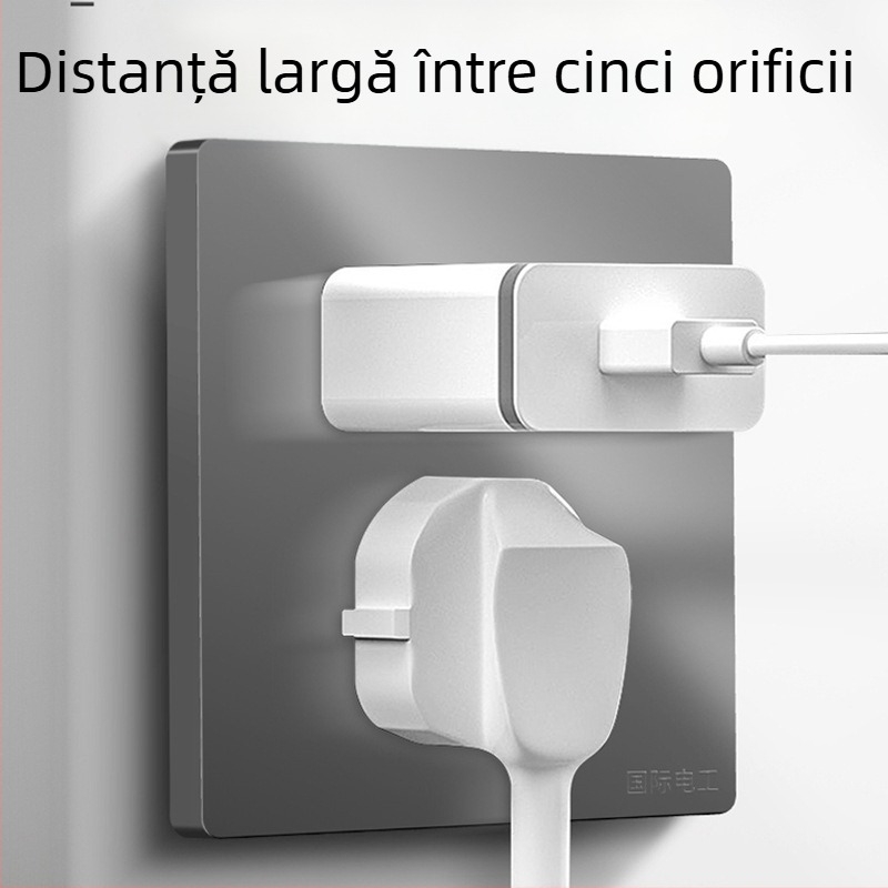 Tip 86: priză de perete pentru lanternă, montaj ascuns, panou cu cinci găuri și întrerupător