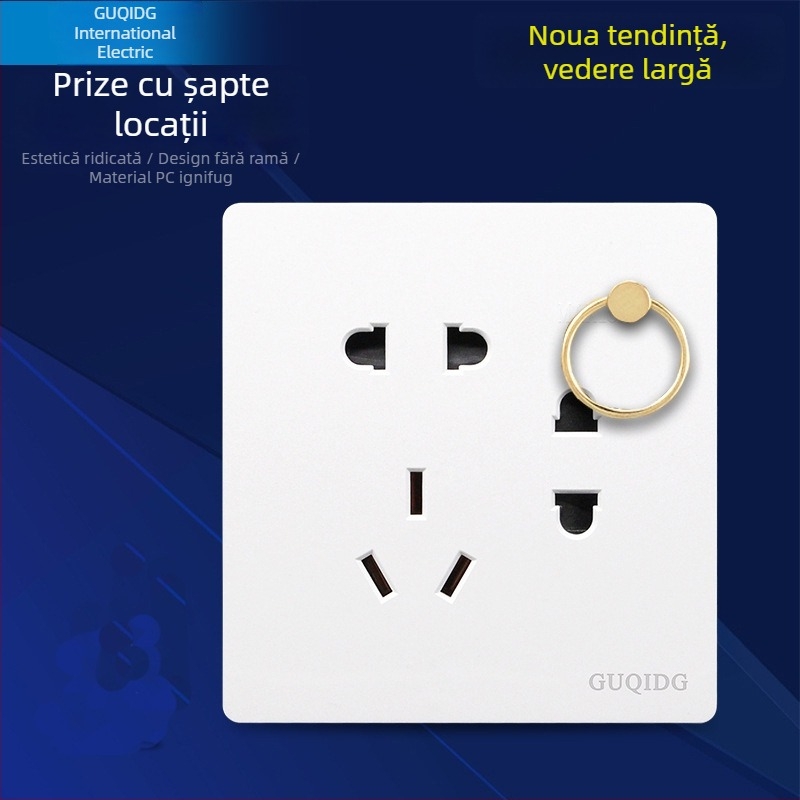 Tip 86: priză de perete pentru lanternă, montaj ascuns, panou cu cinci găuri și întrerupător