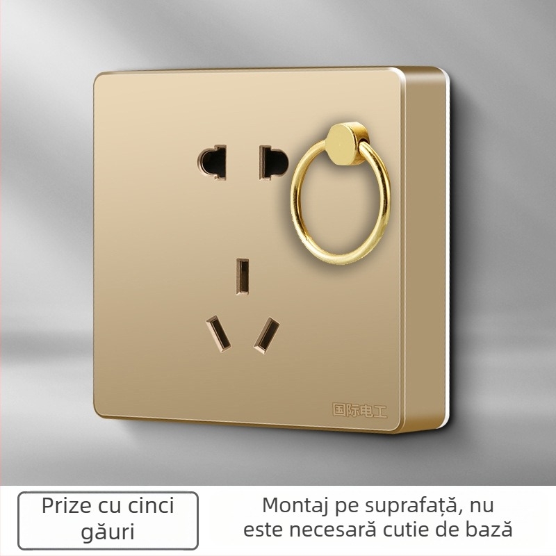 Tip 86: priză de perete pentru lanternă, montaj ascuns, panou cu cinci găuri și întrerupător