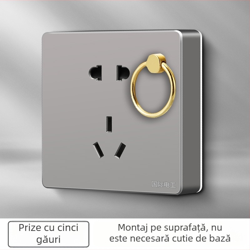 Tip 86: priză de perete pentru lanternă, montaj ascuns, panou cu cinci găuri și întrerupător