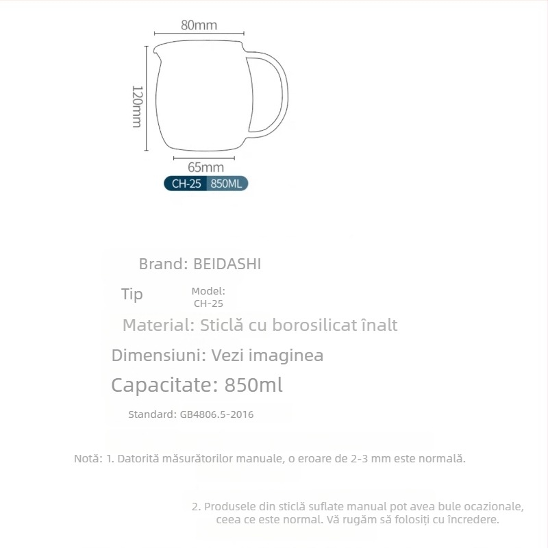 Set de ceai din sticlă, capacitate mare, rezistent la căldură, culoare solidă; include divizor pentru ceai, strecurător și ceainic echilibrator (Fairness Cup), CH25