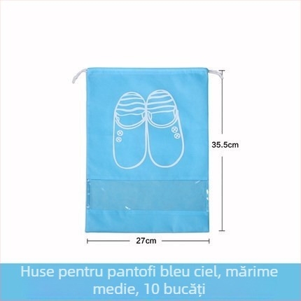 Set de 10 pungi de depozitare pentru pantofi, cu șnur, impermeabile și protecție împotriva prafului, pentru acasă și călătorii