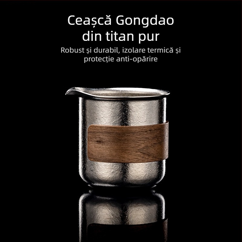 Rongshantang Cană de ceai din titan pur, model 2025, cu filtru integrat și separator de ceai