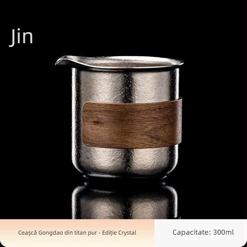 Rongshantang Cană de ceai din titan pur, model 2025, cu filtru integrat și separator de ceai