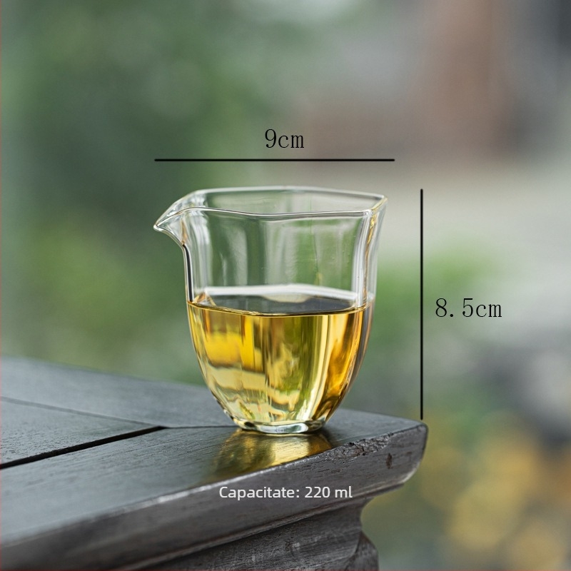 Pahar hexagonal din sticlă borosilikat, rezistent la căldură, transparent pentru ceai