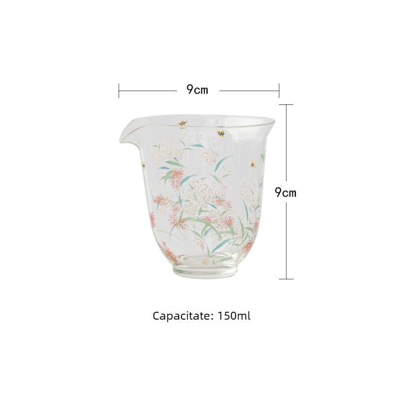 Cana de ceai din sticlă rezistentă la temperaturi înalte, accesorii pentru ceremonia ceaiului: divizor de ceai și ceașcă de servire, pentru uz casnic