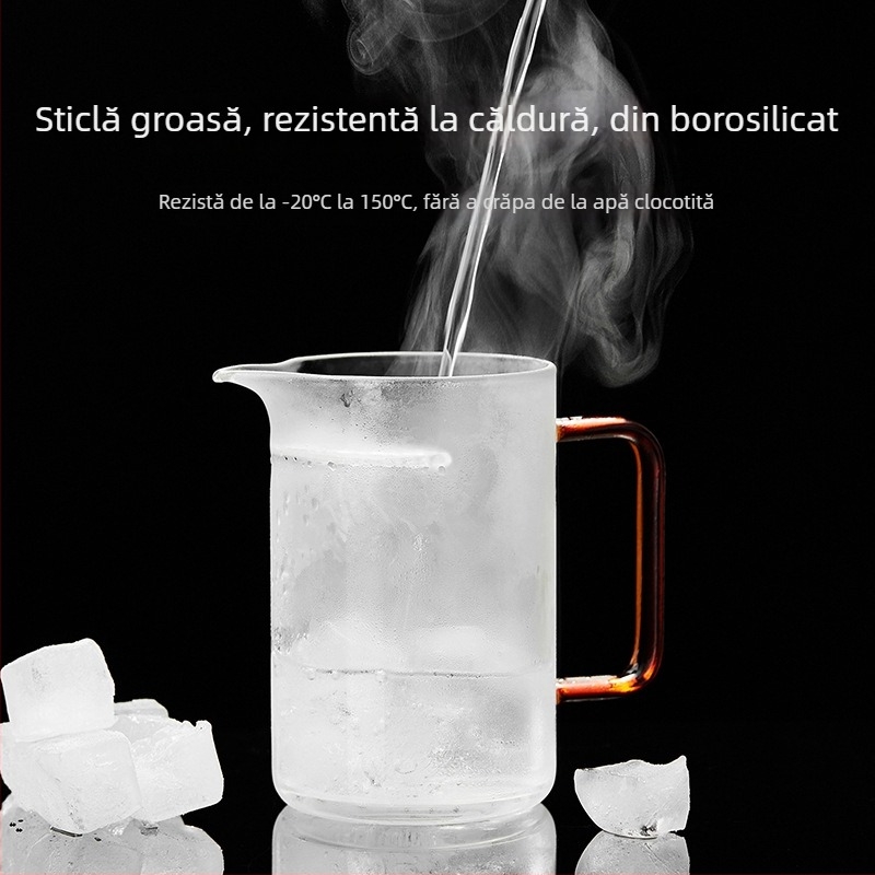 Ceșcuță de ceai cu filtru integrat, în formă de semilună, pentru ceai verde, sticlă borosilikat de înaltă calitate