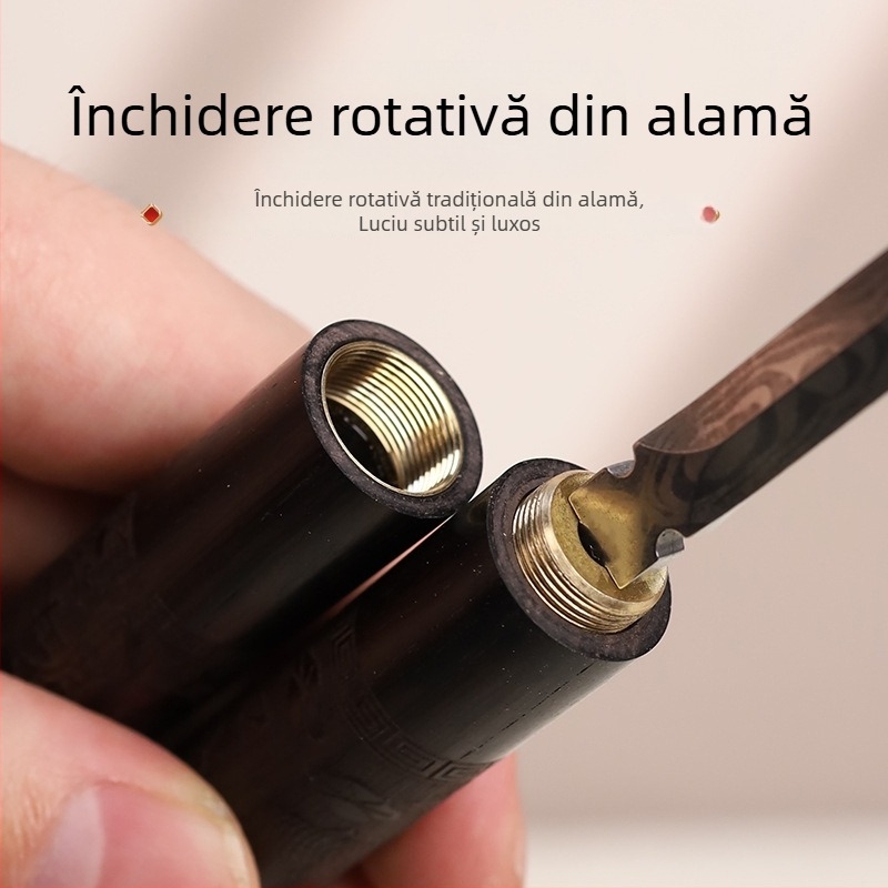 Cuțit de ceai din santal mov și ac pentru ceremonia ceaiului, cuțit Pu'er din oțel cu model Damascus, instrument de deschidere a blocurilor de ceai, accesorii pentru ceai