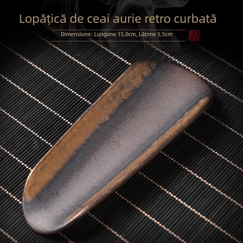 Linguriță de ceai ceramică, aurită, lucrată manual, stil Zen japonez, accesorii ceremonie Gongfu