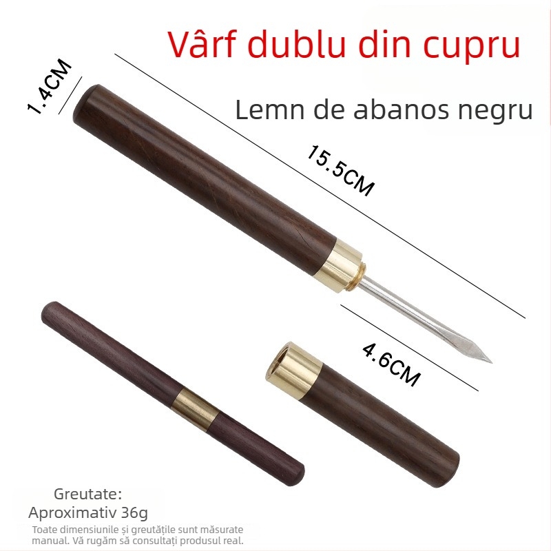 Cuțit și ac pentru ceai Pu'er – lemn masiv, unealtă de ceai din cupru, inspirat de Drumul Ceaiului Calului