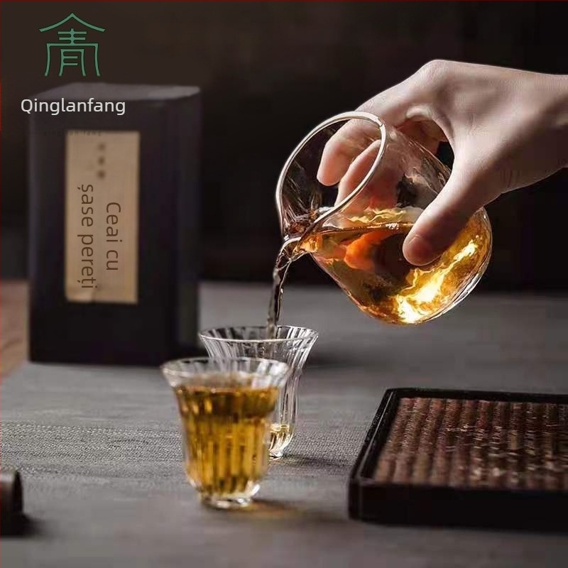 Sticlă borosilicată rezistentă la căldură, în stil japonez, cu ceașcă pentru distribuția ceaiului, divizor de ceai și ceainic — accesorii pentru ceai Kung Fu