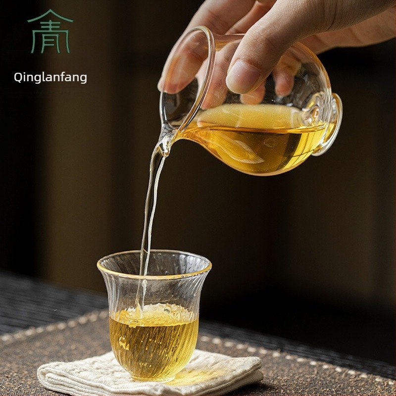 Sticlă borosilicată rezistentă la căldură, în stil japonez, cu ceașcă pentru distribuția ceaiului, divizor de ceai și ceainic — accesorii pentru ceai Kung Fu