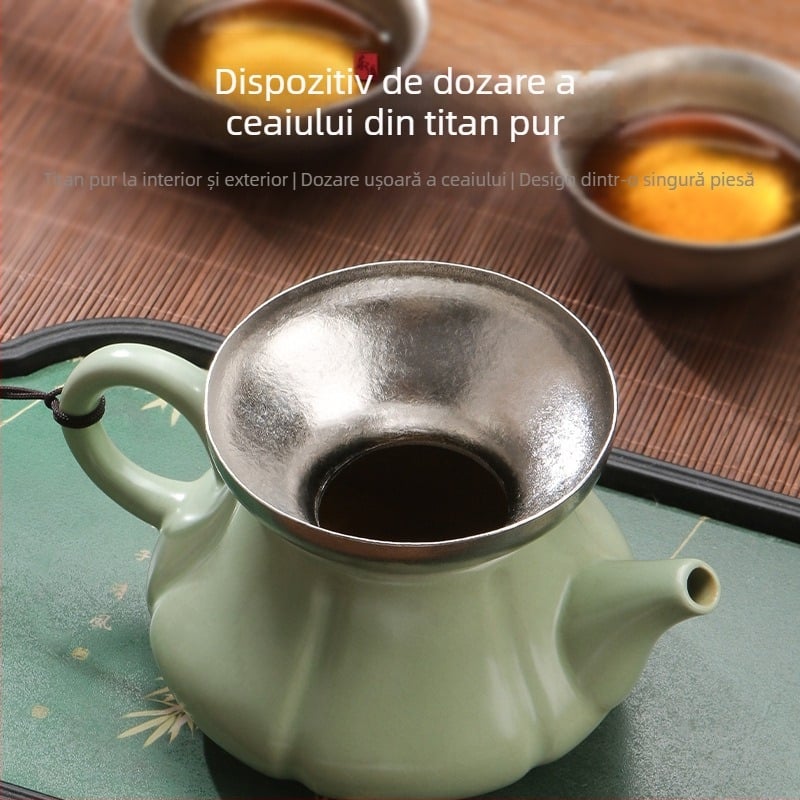 Filtru circular pentru ceai din titan pur, filtru pentru frunze de ceai și ceainic din lut purpuriu – accesorii pentru ceremonia ceaiului