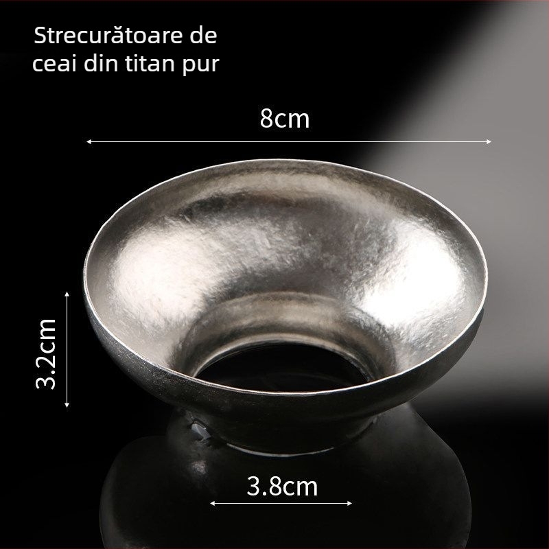 Filtru circular pentru ceai din titan pur, filtru pentru frunze de ceai și ceainic din lut purpuriu – accesorii pentru ceremonia ceaiului
