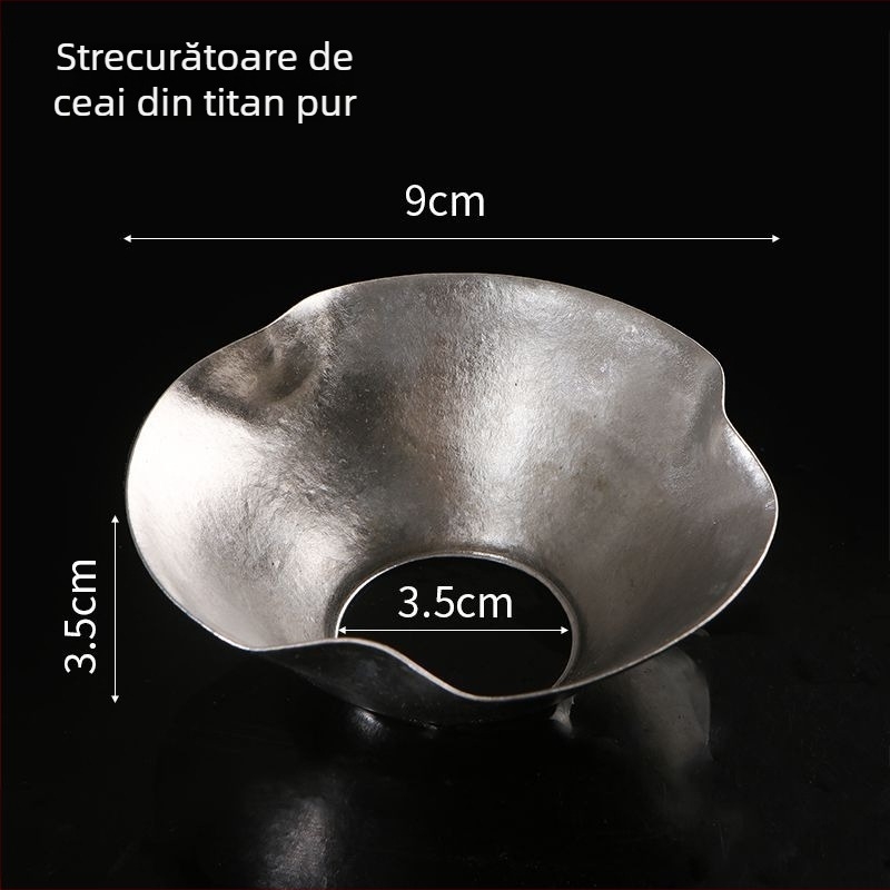 Filtru circular pentru ceai din titan pur, filtru pentru frunze de ceai și ceainic din lut purpuriu – accesorii pentru ceremonia ceaiului