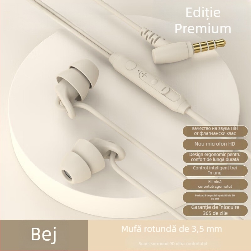 Căști noi pentru somn, in-ear cu Type-C, cablu, izolare fonică, fără presiune la urechi în timpul somnului pe o parte, model S15