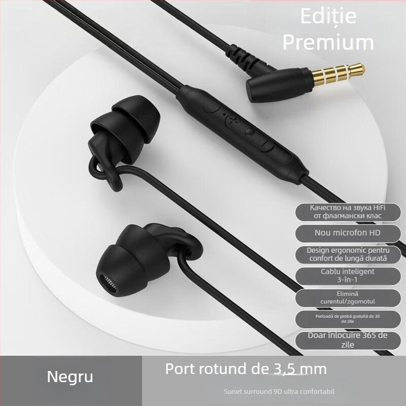 Căști noi pentru somn, in-ear cu Type-C, cablu, izolare fonică, fără presiune la urechi în timpul somnului pe o parte, model S15