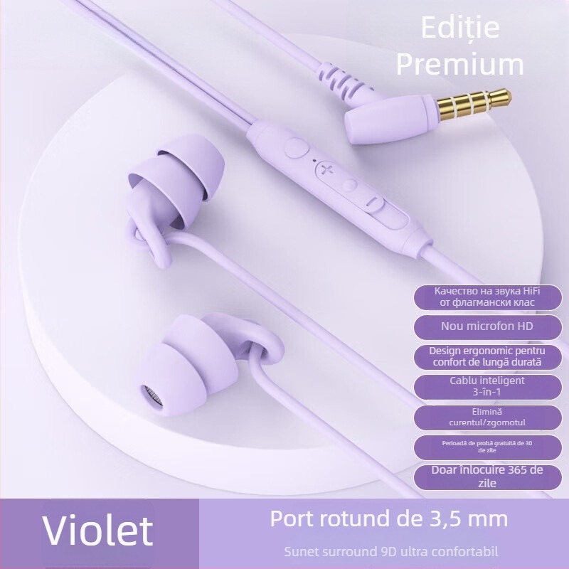 Căști noi pentru somn, in-ear cu Type-C, cablu, izolare fonică, fără presiune la urechi în timpul somnului pe o parte, model S15