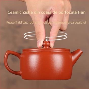 Ceainic Yixing din lut purpuriu, lucrat manual, capacitate mare, stil Fengming