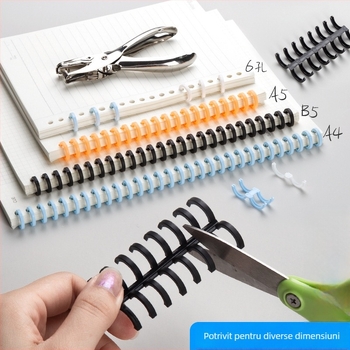 Inel plastic pentru legare, 30 găuri, dosare DIY, copertă mată