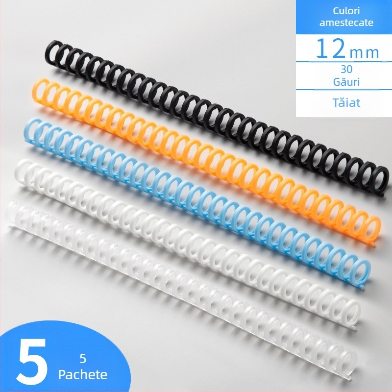 Inel plastic pentru legare, 30 găuri, dosare DIY, copertă mată