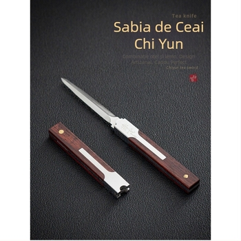 Set de unelte pentru ceai Pu'er: cuțit de ceai, ac de ceai și sabie de ceai, con din damasc pentru ceai, accesorii din oțel inoxidabil