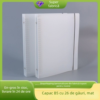Dosar B5 cu 26 găuri, capacitate mare, PP transparent cu finisaj mat pentru fișiere