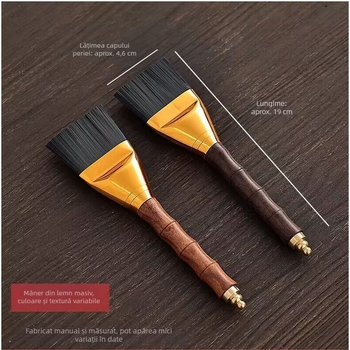 Ask the Wild Set din lemn pentru curățarea ceremoniei ceaiului – perie pentru ceainic și cești, racletă pentru tava de ceai și accesorii pentru ceai
