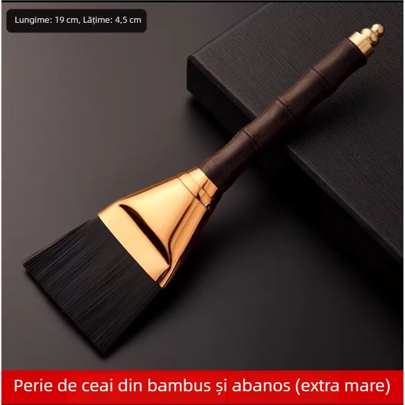 Ask the Wild Set din lemn pentru curățarea ceremoniei ceaiului – perie pentru ceainic și cești, racletă pentru tava de ceai și accesorii pentru ceai