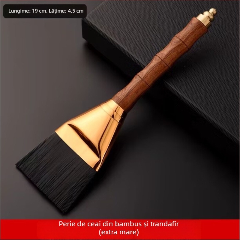 Ask the Wild Set din lemn pentru curățarea ceremoniei ceaiului – perie pentru ceainic și cești, racletă pentru tava de ceai și accesorii pentru ceai