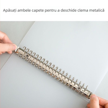 Legător metalic A4 cu 30 găuri și pagini interioare, capac PP cu 26 găuri pentru caiet B5, spațiu de depozitare A5 cu 20 găuri