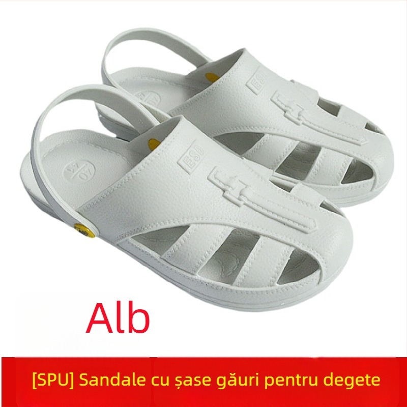 Sandale anti-statice cu șase găuri, vârf protejat, respirante, pentru spații curate în industrie electronică