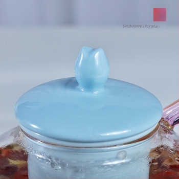 Shunxiang ceainic ceramic cu flori și set de ceai cu separare ceai-apă, ceai din fructe, încălzire cu lumânare, vas pentru wellness