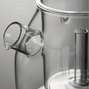 Ceainic pentru ceai cu flori din sticlă borosilicată, cu capac, compatibil cu aragaz ceramic electric