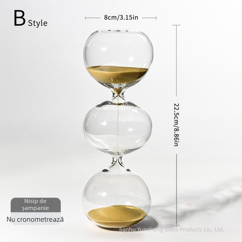 Clepsidră din sticlă, creativă, cu trei etaje, design sferic, decor minimalist pentru birou în stil nordic