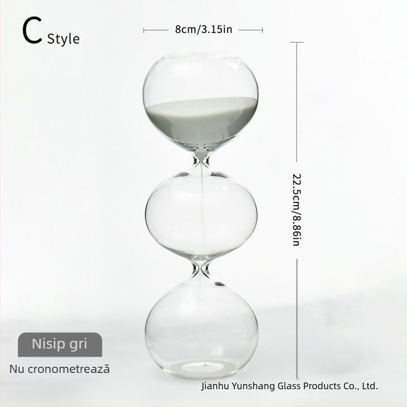 Clepsidră din sticlă, creativă, cu trei etaje, design sferic, decor minimalist pentru birou în stil nordic